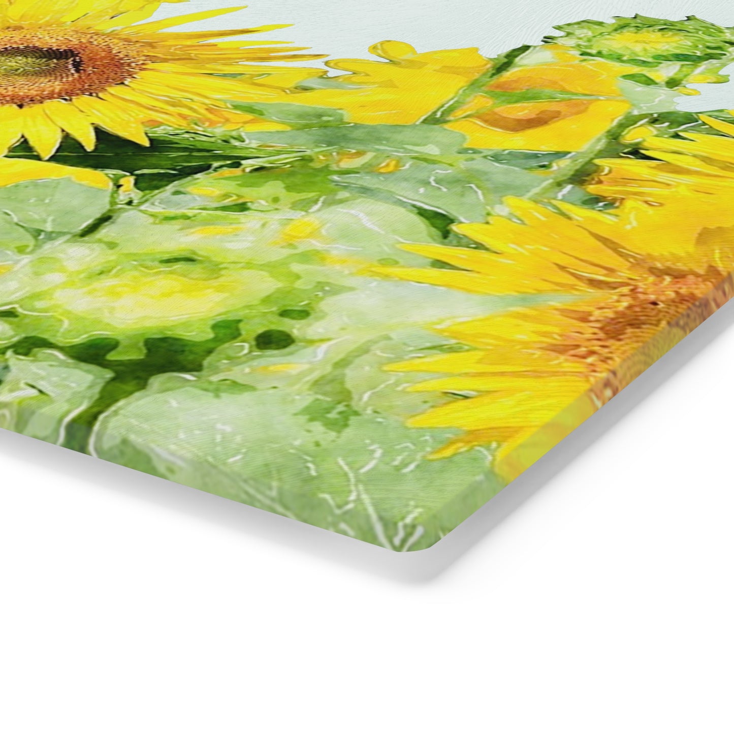 Tempered Glass Cutting Board, Painted Sunflowers