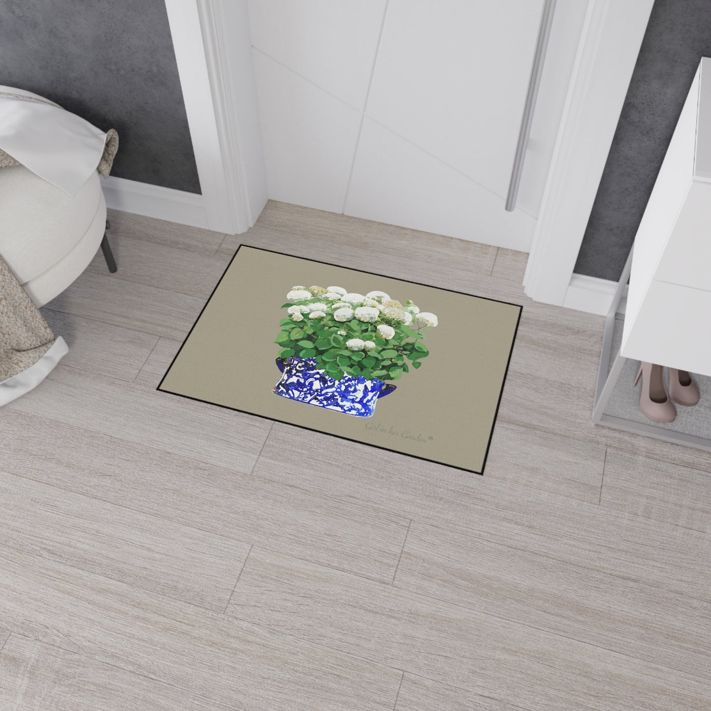 Beige Annabelle Planter Rubber Floor Mat