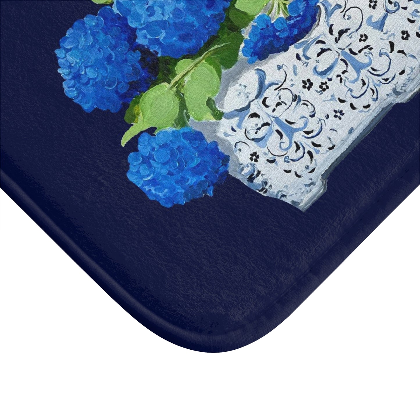 Kitchen, Bath Cushion Mat, Blue Hydrangea Planter