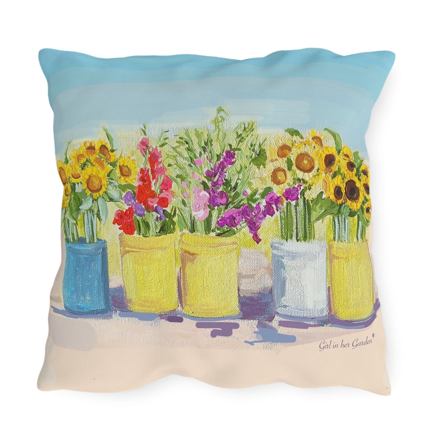 Sunflower Bouquets Outdoor Pillows