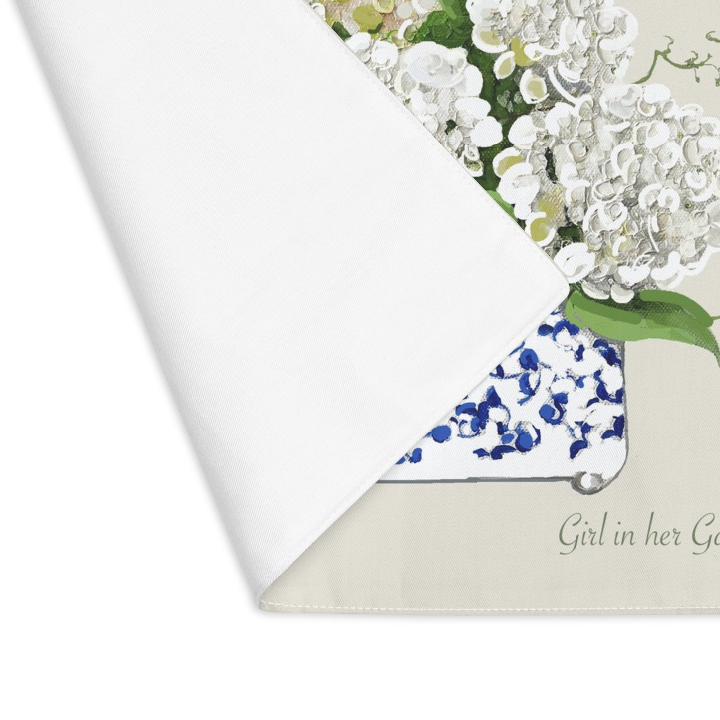 White Hydrangeas Beige Placemat-Set of Two