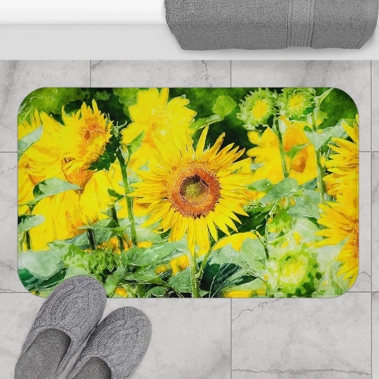 Kitchen, Bath Cushion Mat, Sunflowers