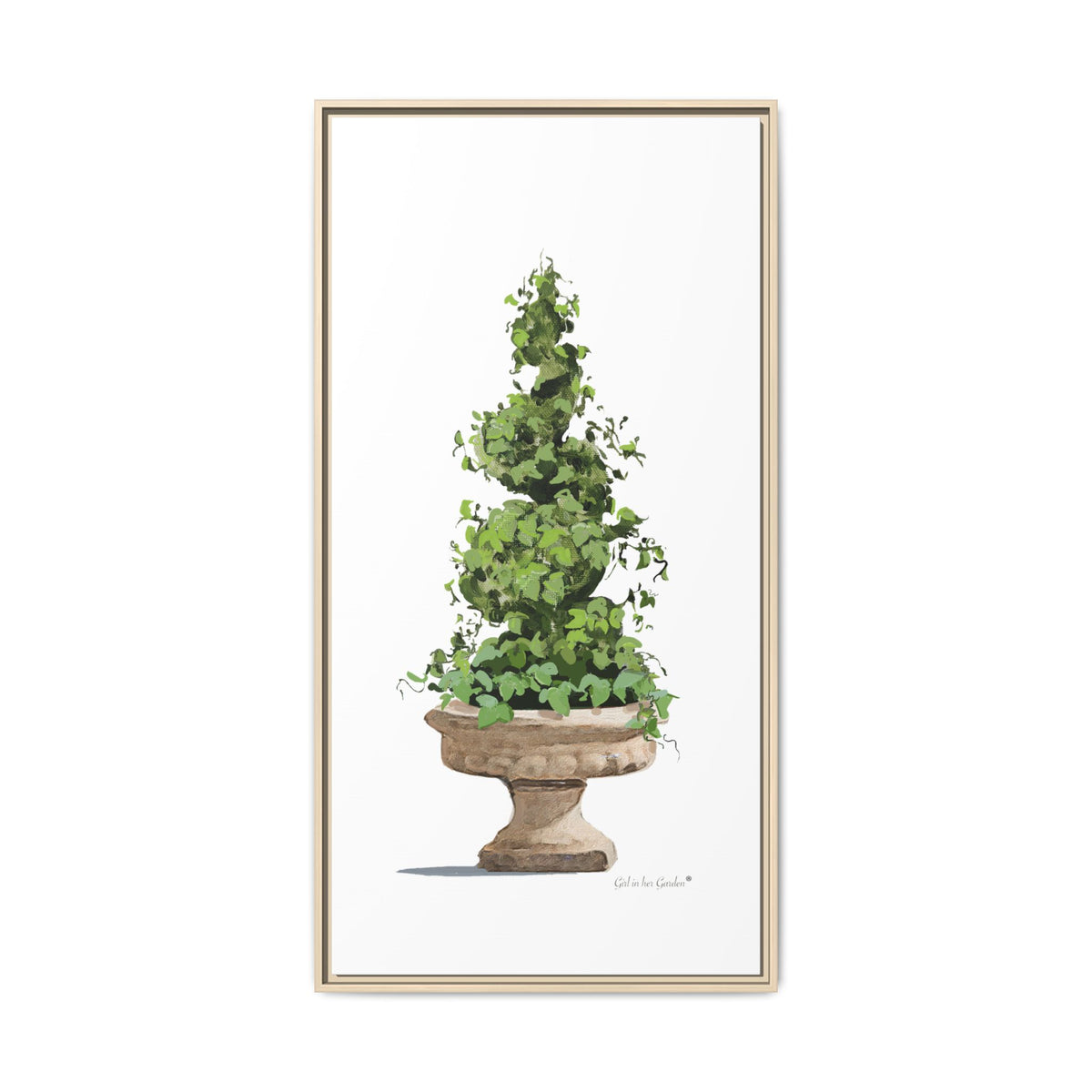 Urn Topiary Planter Set, Framed Canvas