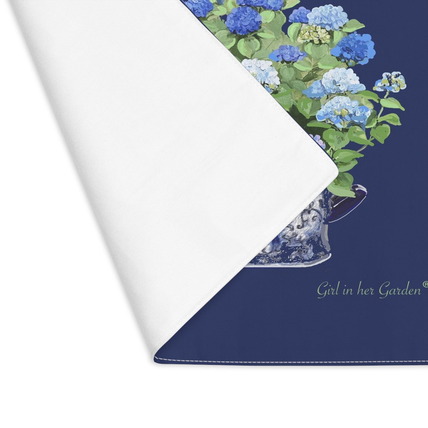 Navy Hydrangea Placemat -Set of Two