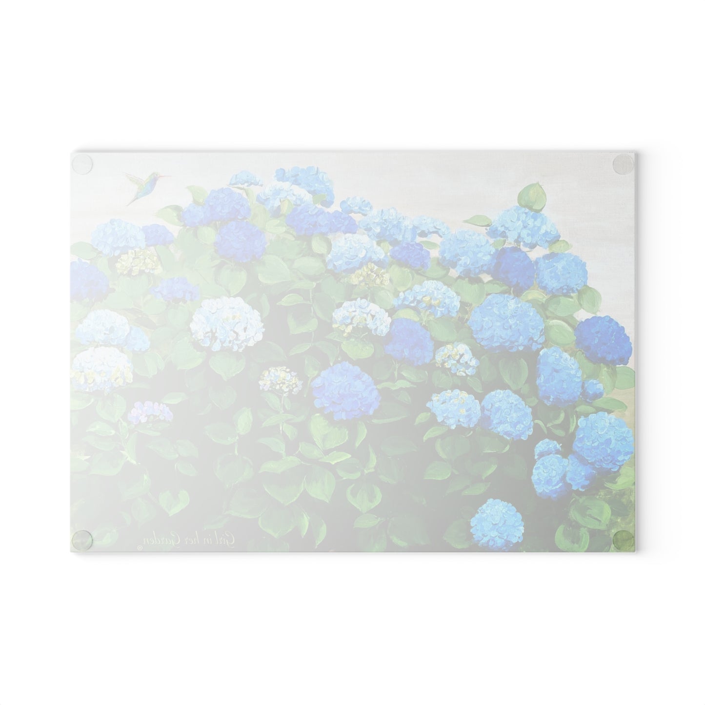 Blue Hydrangea Glass Cutting Board