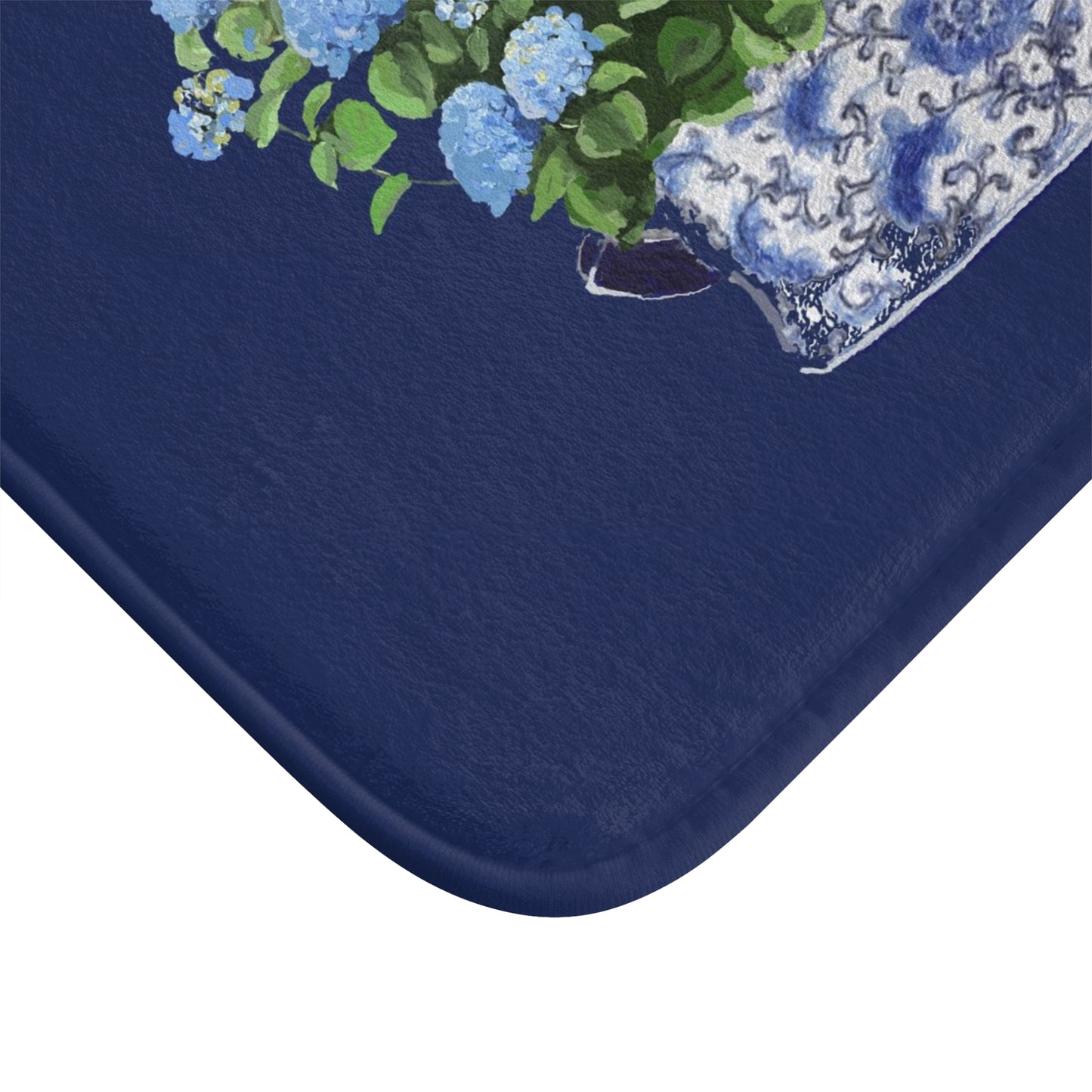 Kitchen, Bath Cushion Mat, Navy Hydrangea Chinoiserie Foot Planter 11
