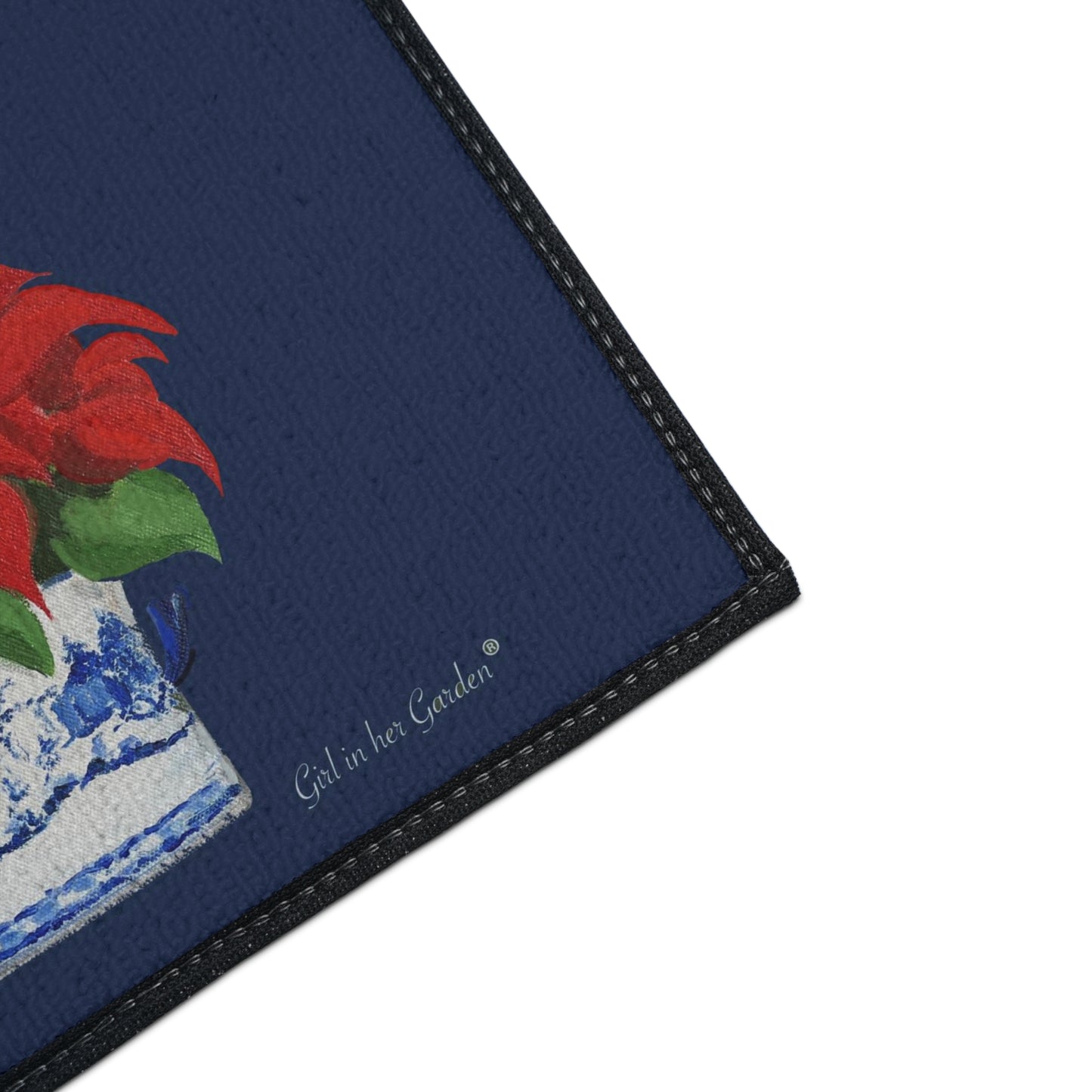 Christmas Poinsettias Rubber Floor Mat