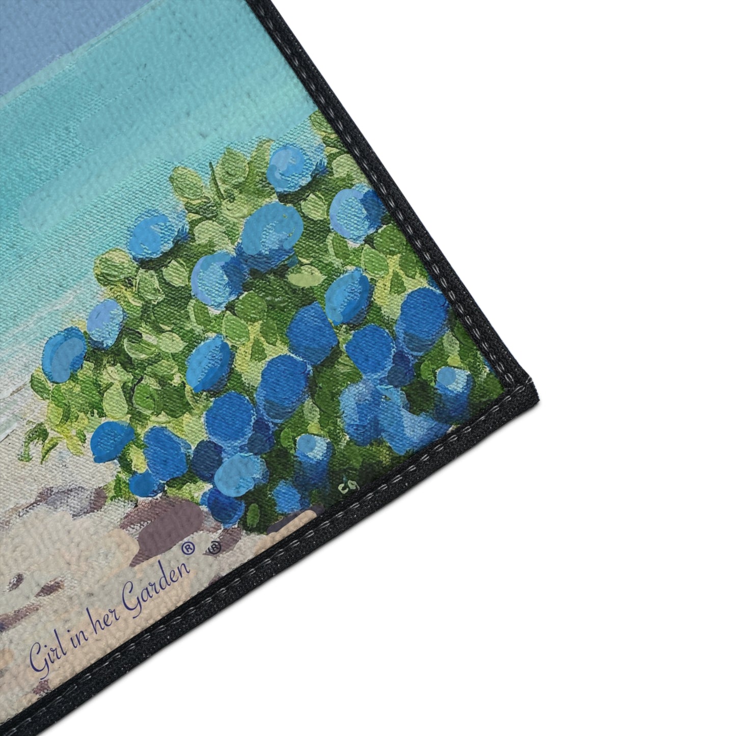 Hydrangeas by the Sea Rubber Floor Mat