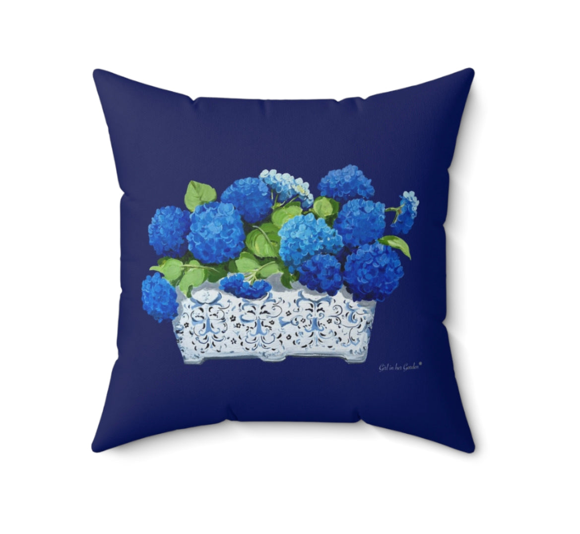 Navy Floral throw Pillow