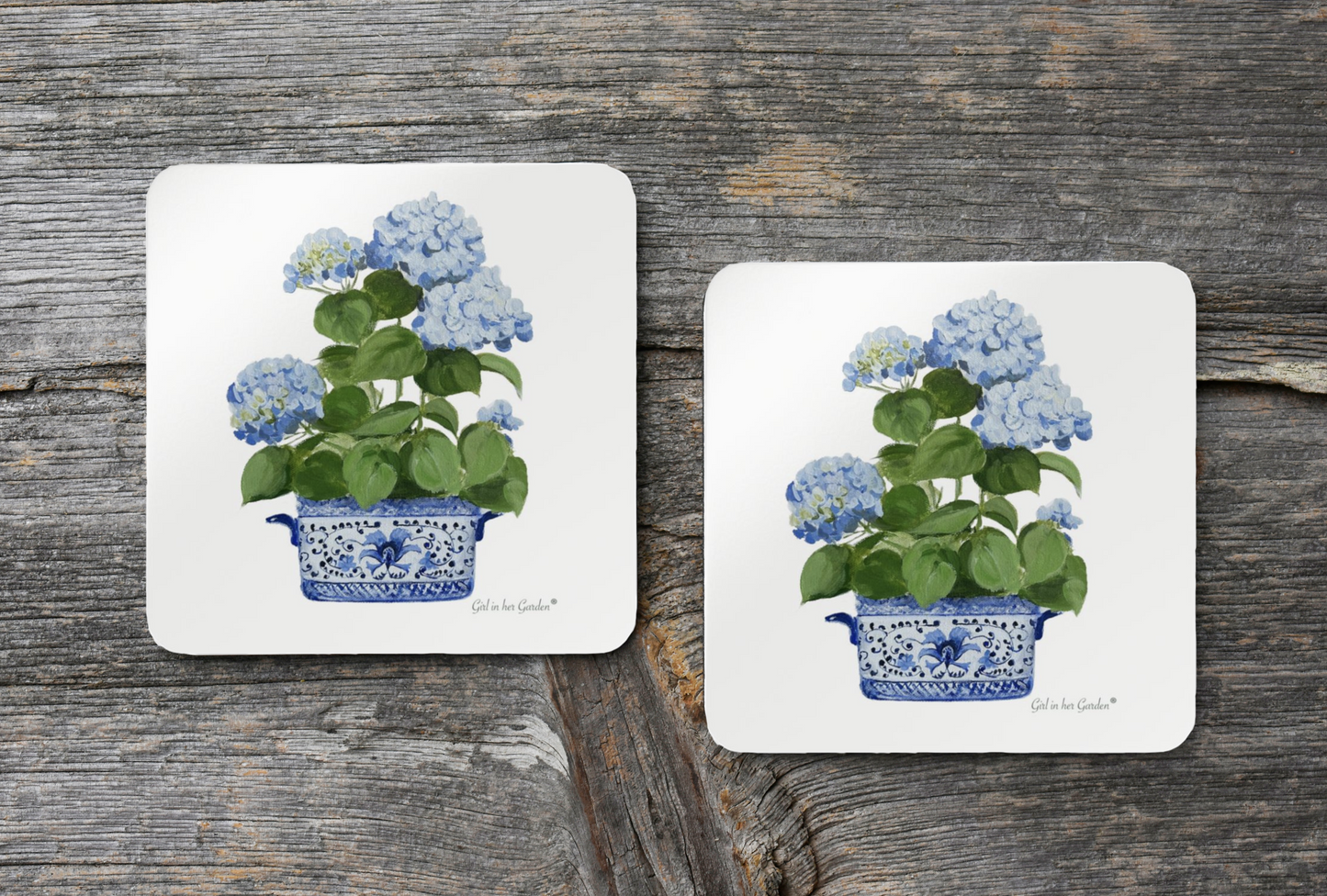 Hydrangea Corkwood Coaster Set