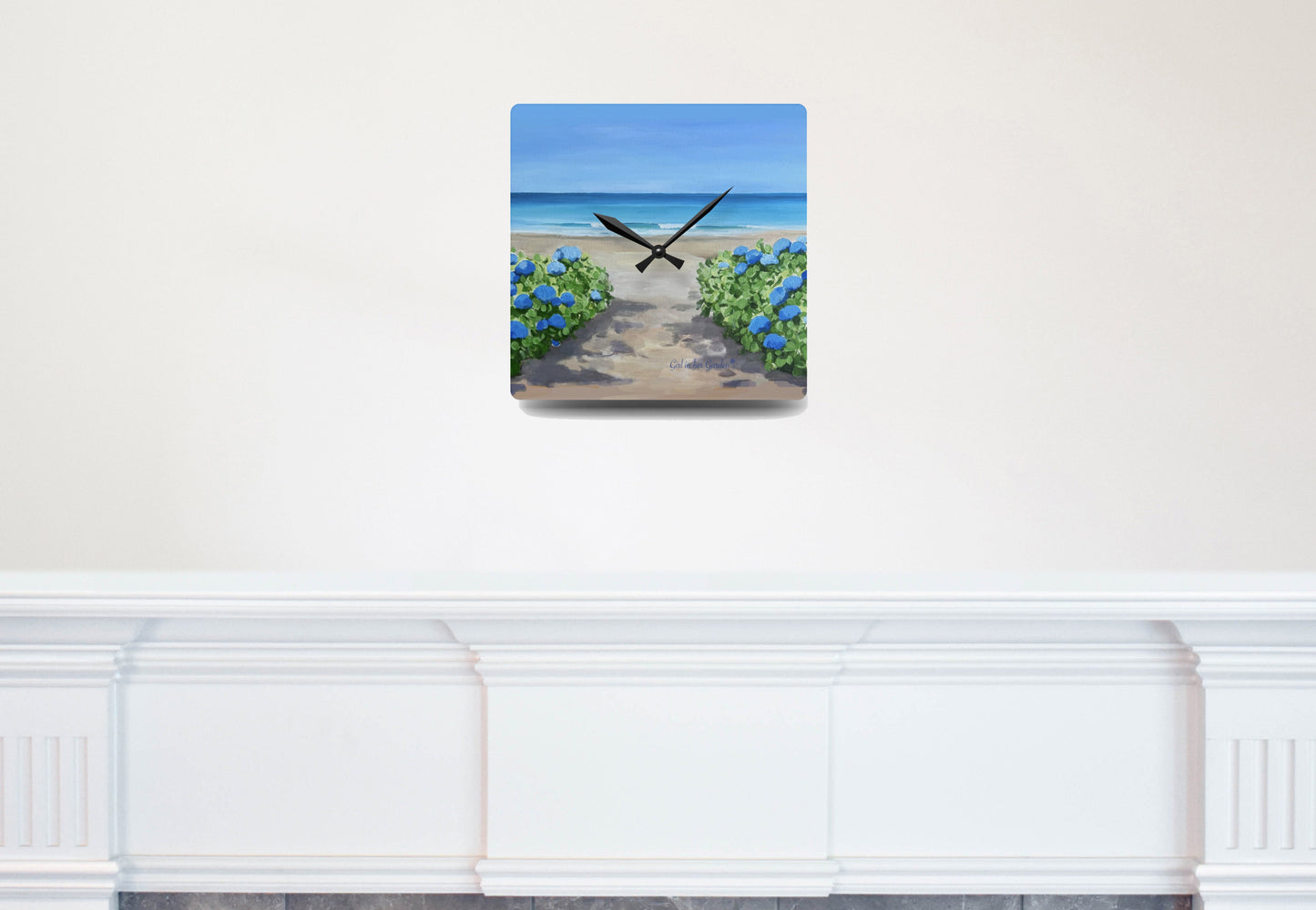 Hydrangeas by the Sea Wall Clock