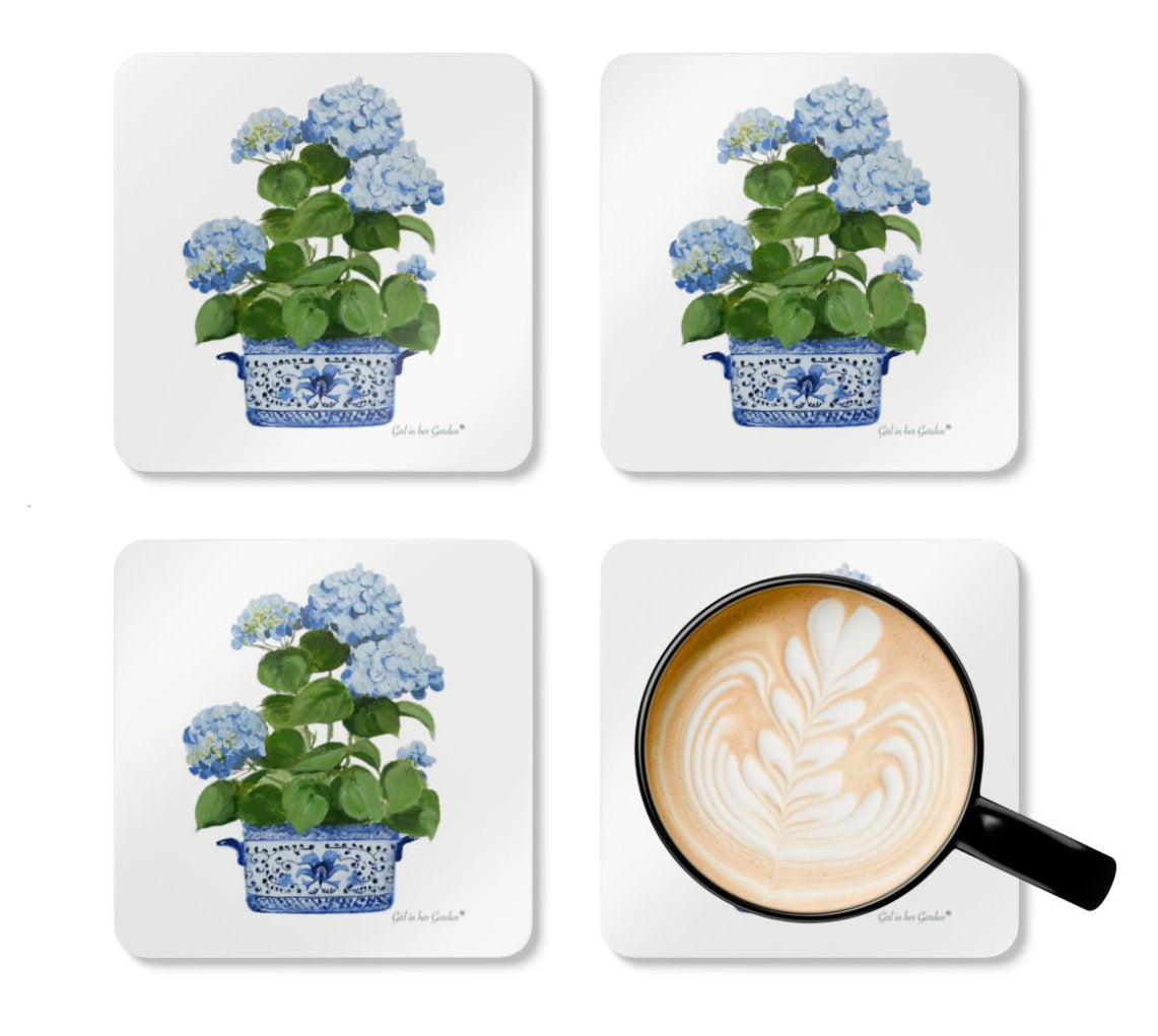 Hydrangea Corkwood Coaster Set