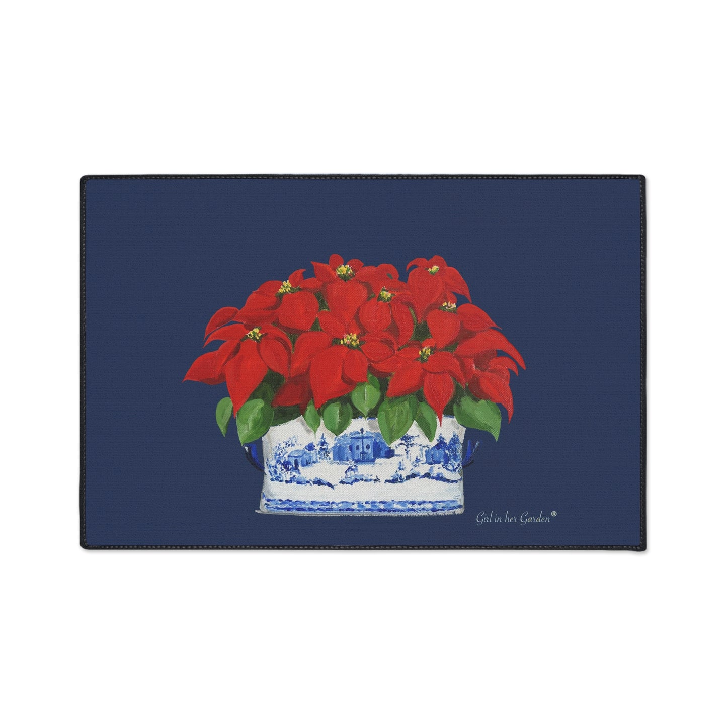 Christmas Poinsettias Rubber Floor Mat