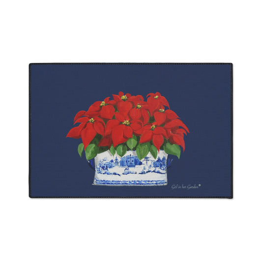 Christmas Poinsettias Rubber Floor Mat