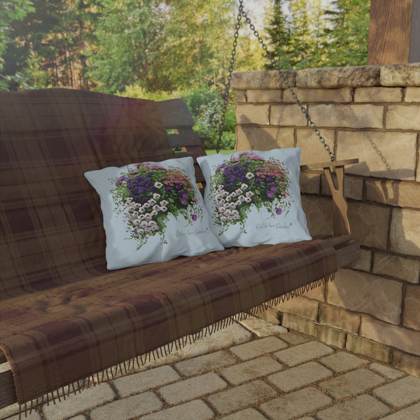 Hanging Basket Outdoor Pillow, Pillow Cover