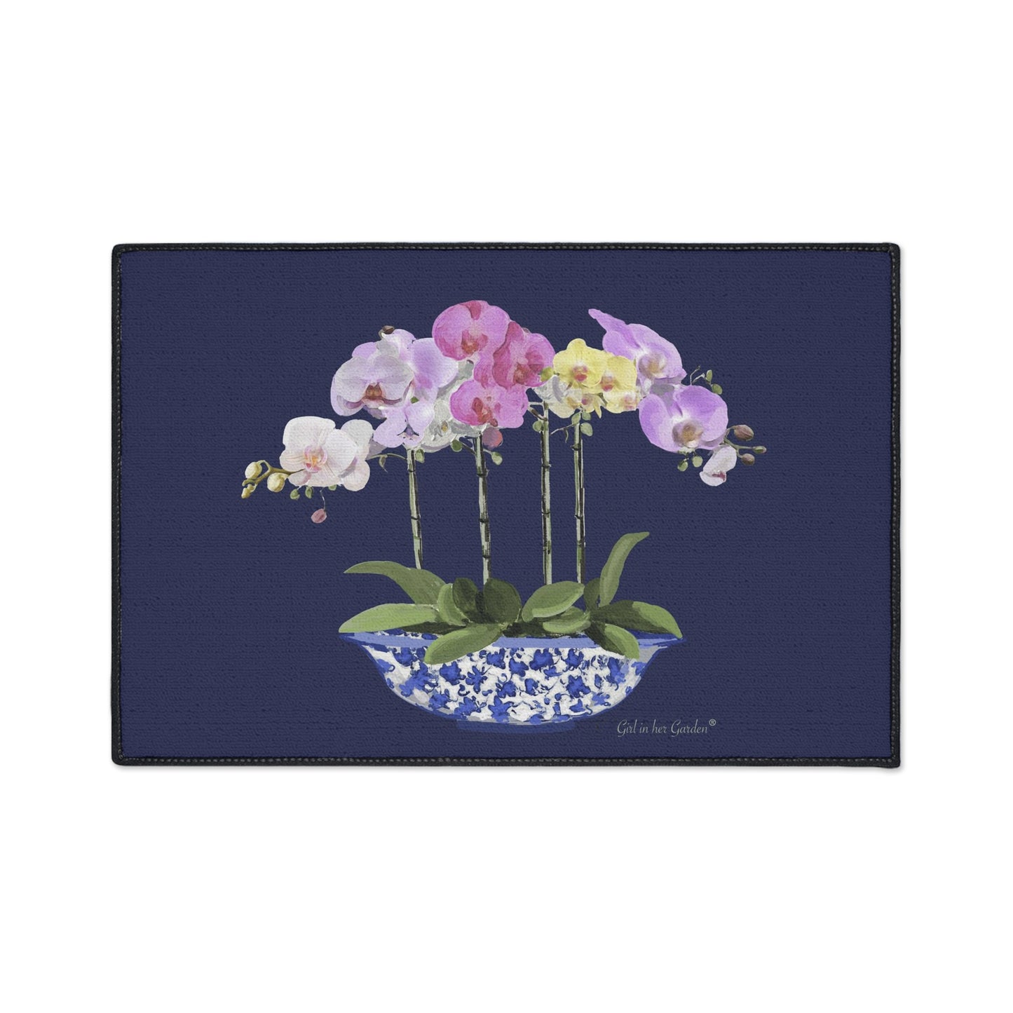 Blue Orchid Planter Rubber Floor Mat