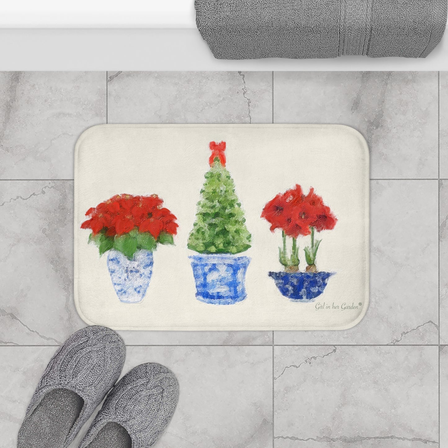 Kitchen Bath Cushion Mat,  Christmas Trio