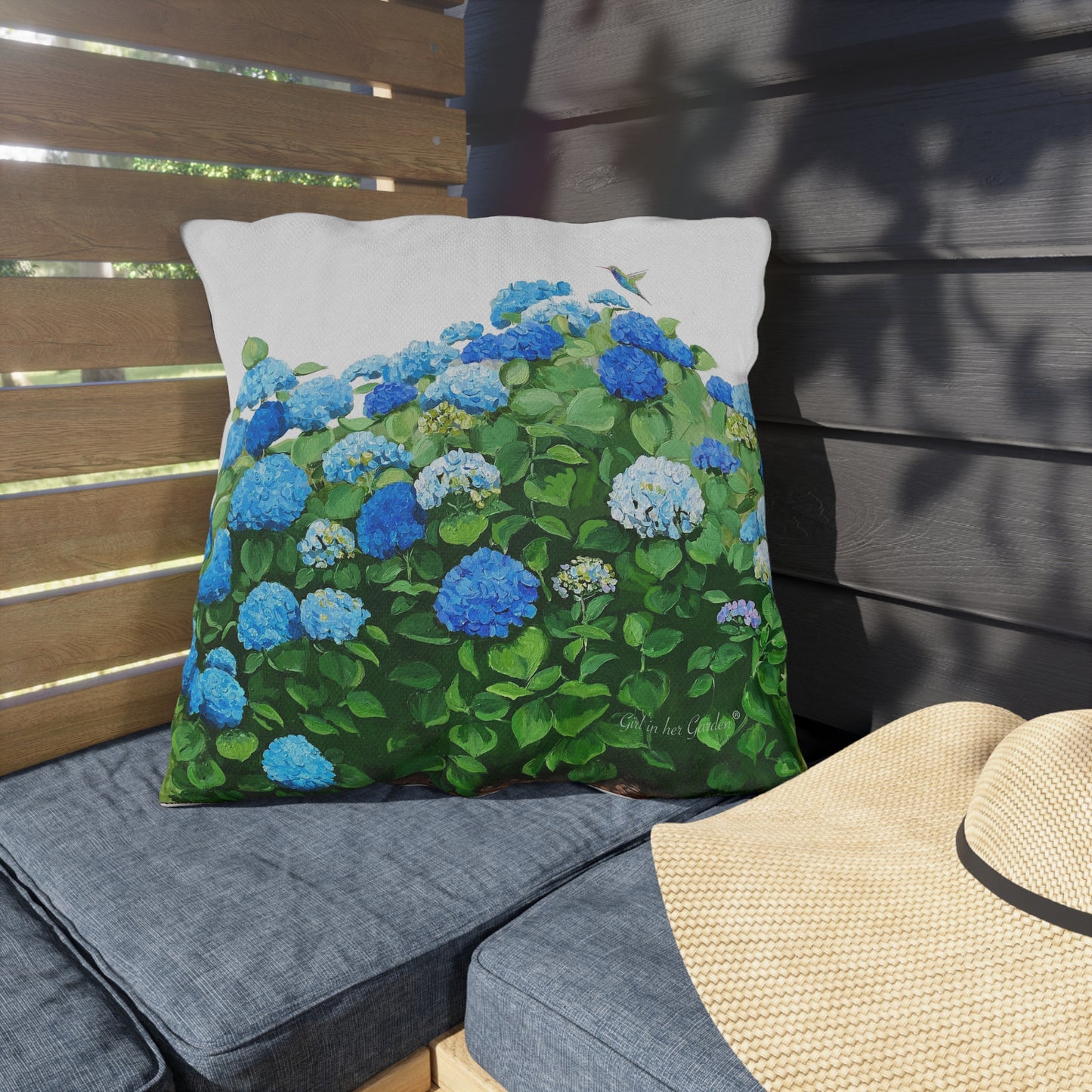 Blue Hydrangeas Outdoor Pillows