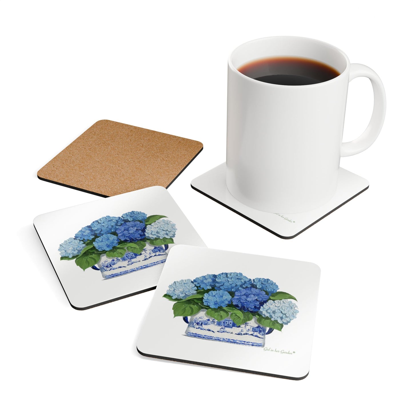 Hydrangea Floral Coaster Set