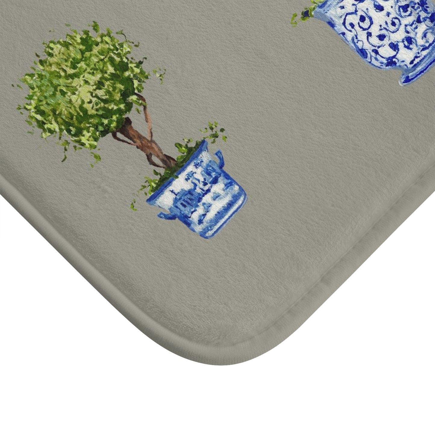 Kitchen, Bath Cushion Mat, Beige Triple Topiary
