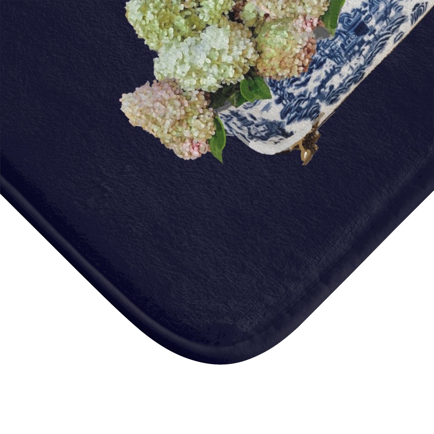 Navy Peegee Hydrangea Kitchen & Bath Cushion Mat