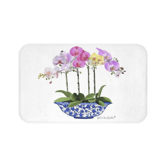 Kitchen Bath Cushion Mat, White Orchid Planter