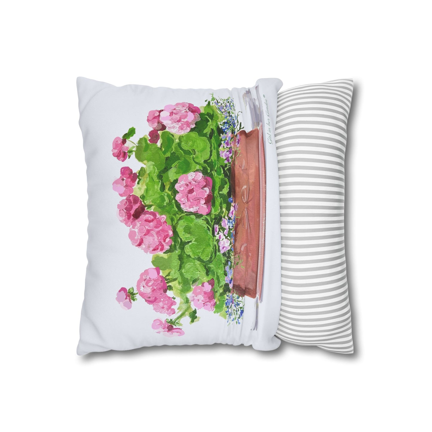 Pink Geraniums Canvas Pillowcase