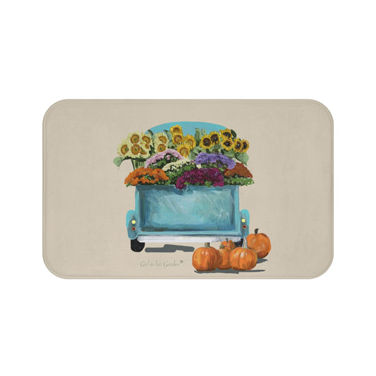 Fall Floral Truck, Kitchen & Bath Cushion Mat