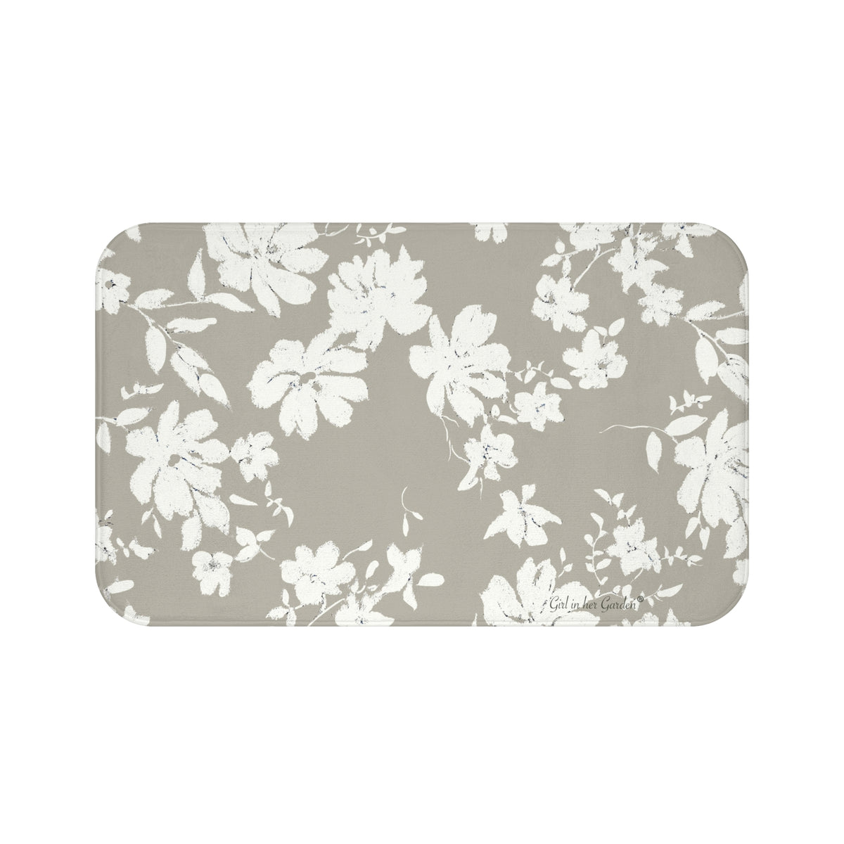 Beige Botanical Kitchen & Bath Cushion Mat