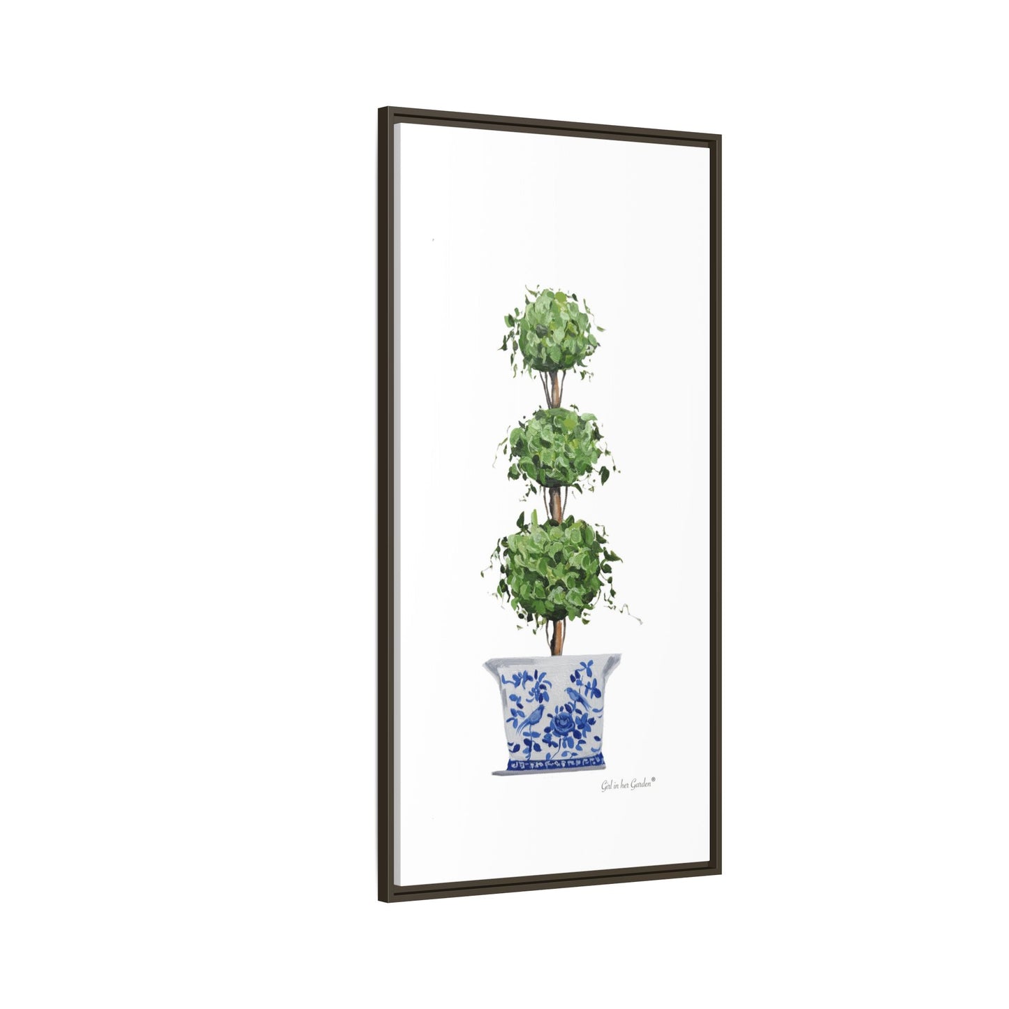 Triple Topiary Tree, Framed Canvas
