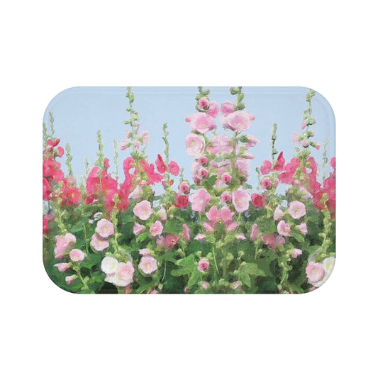 Kitchen, Bath Cushion Mat, Painted Hollyhocks