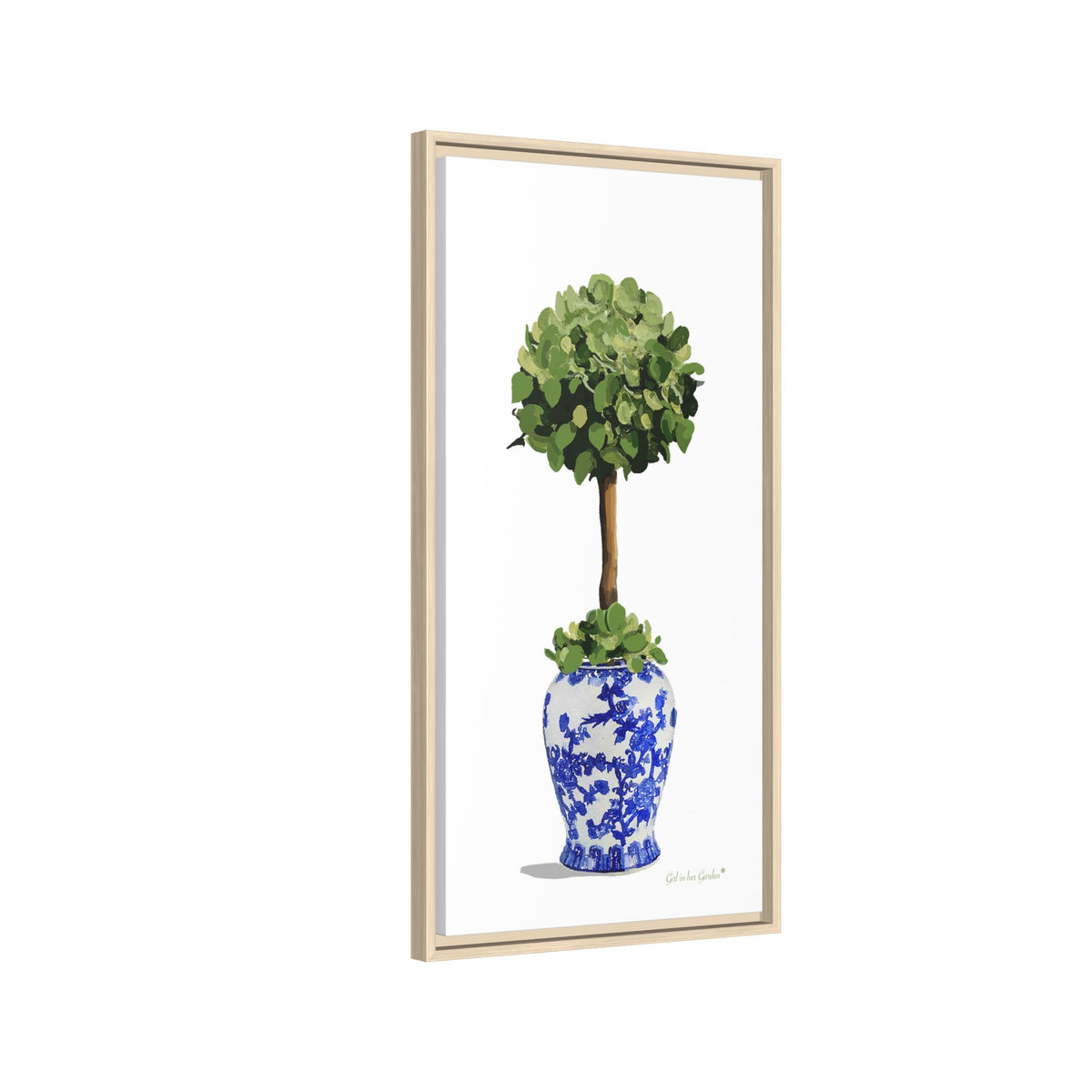 Single Topiary Chinoiserie, Framed Canvas
