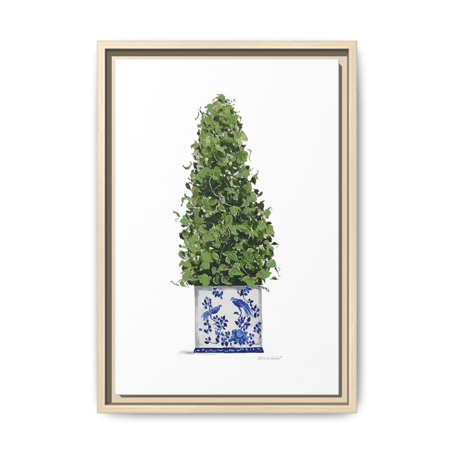 Chinoiserie Topiary Tree, Framed Canvas