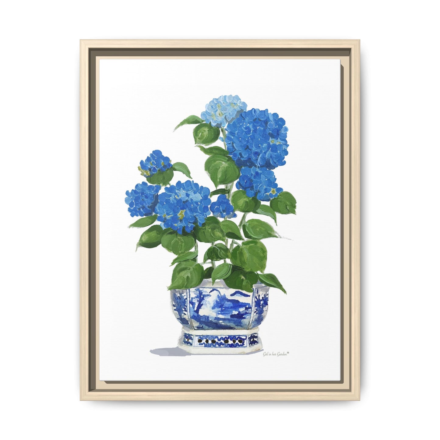 Nikko Blue Hydrangeas, Framed Canvas