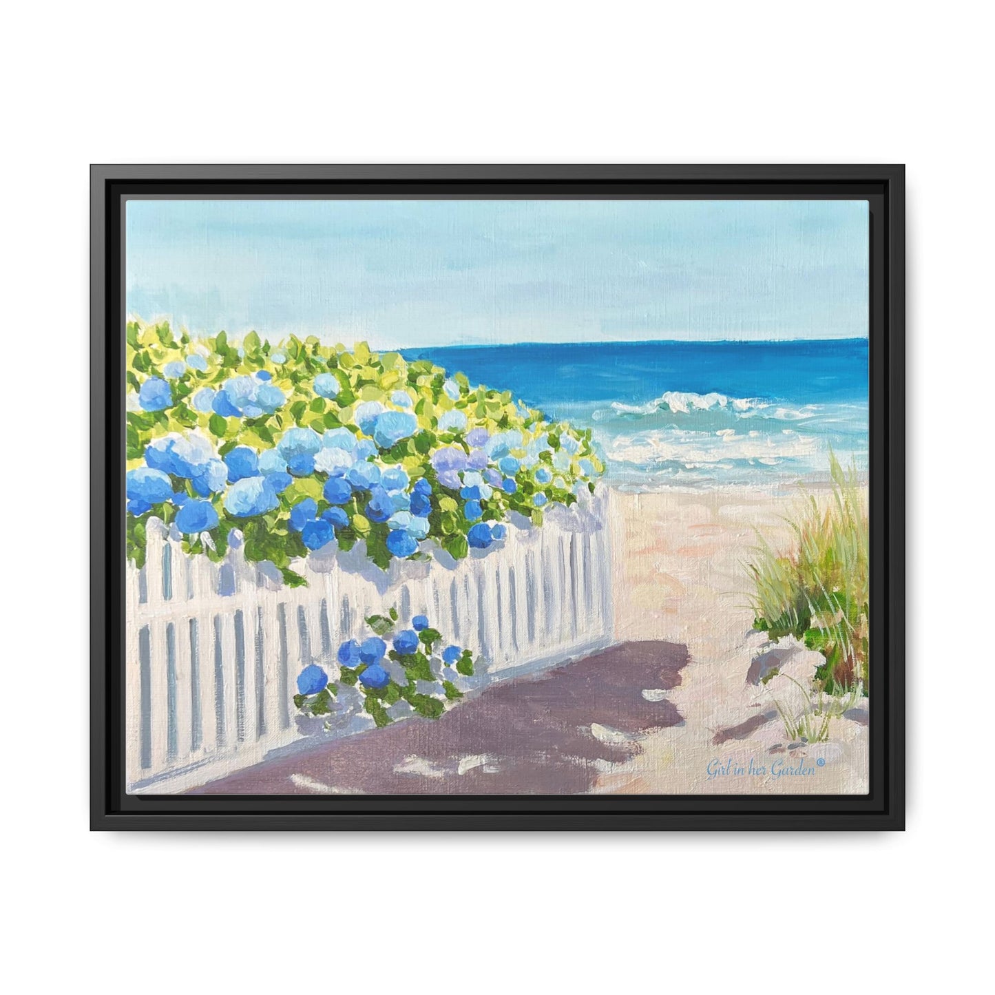 Coastal Hydrangeas on a Beach Path