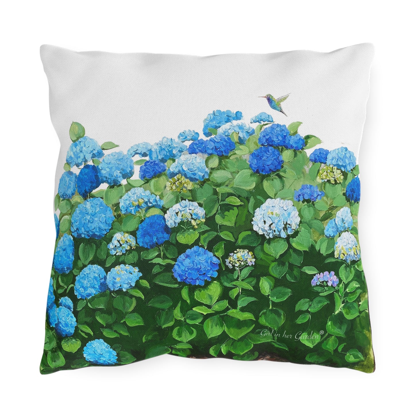 Blue Hydrangeas Outdoor Pillows