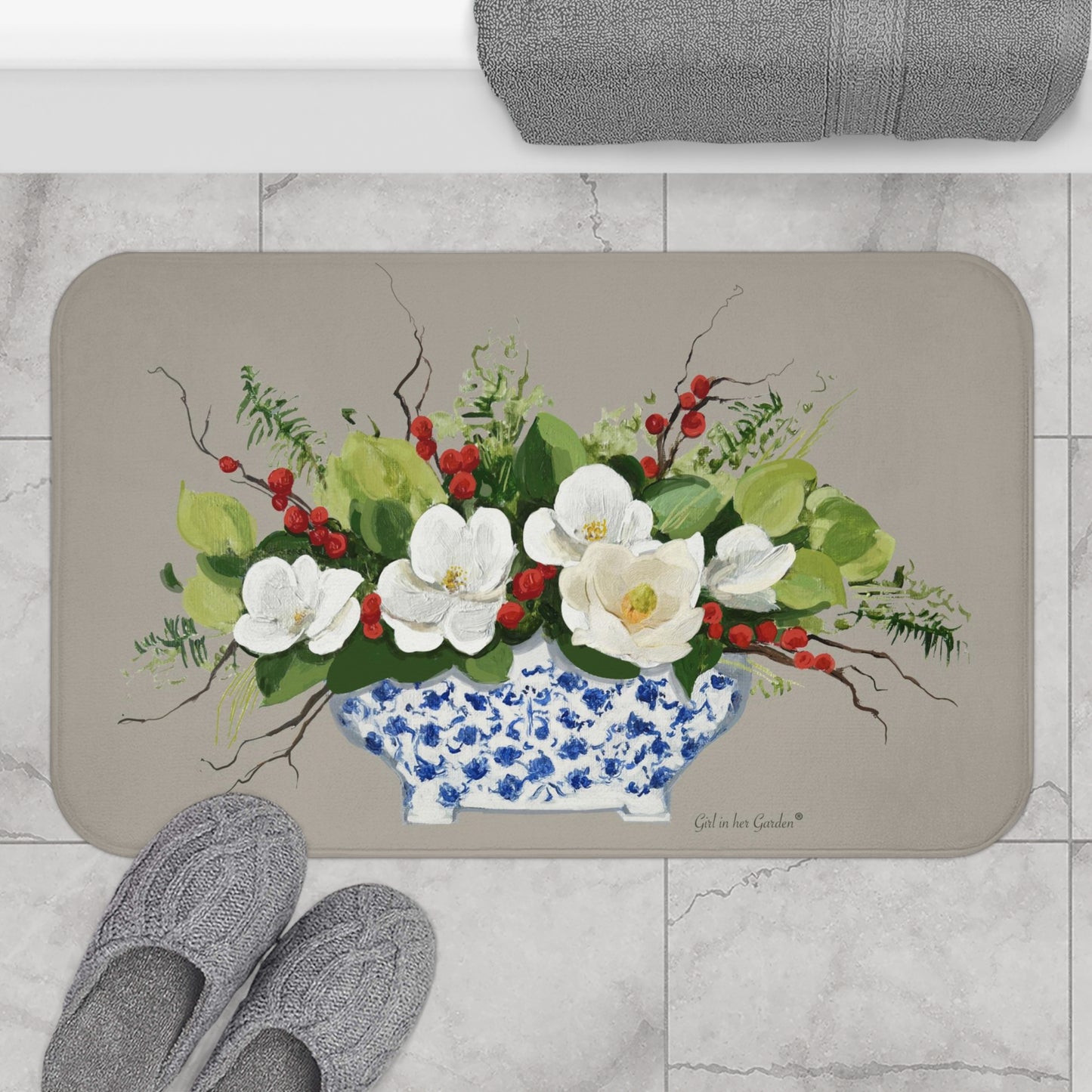 Kitchen, Bath  Cushion Mat Beige Christmas Planter