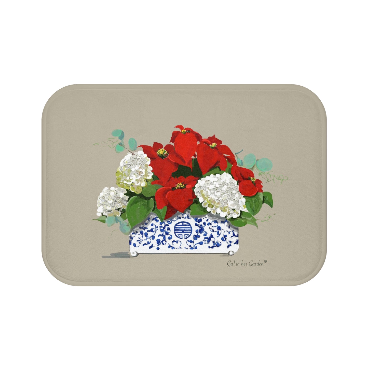 Beige Christmas Planter, Kitchen & Bath Cushion Mat