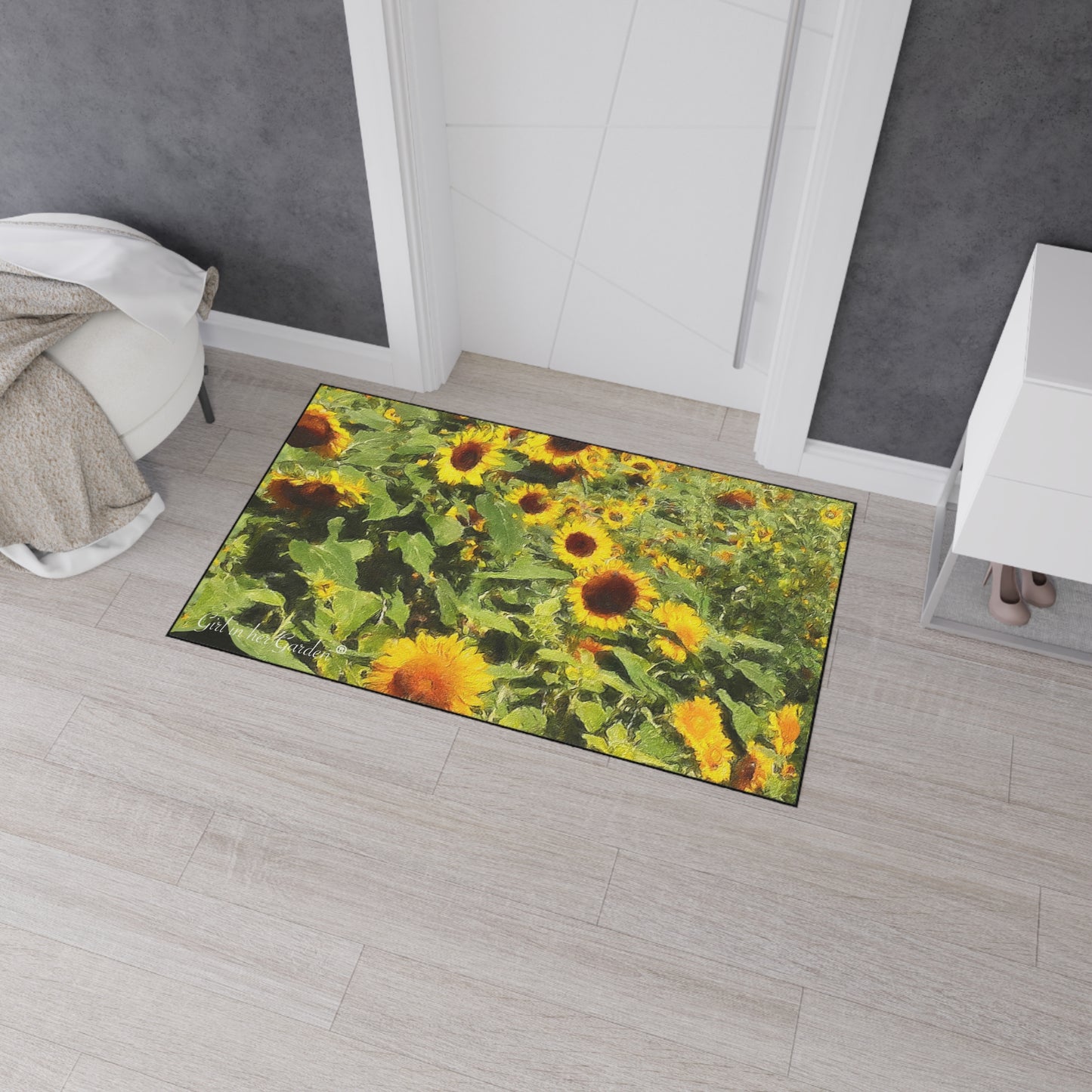 Sunflower Field Rubber Floor Mat