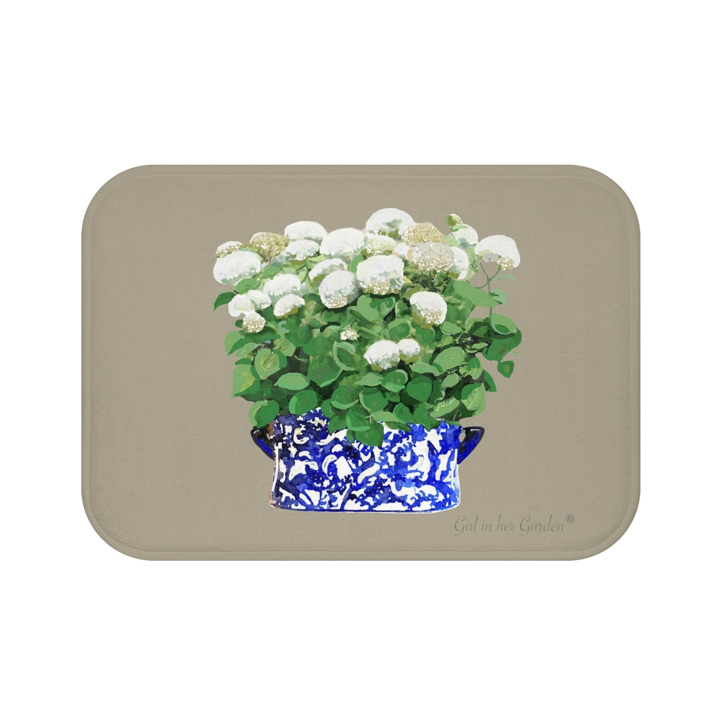 Kitchen, Bath Cushion Mat, Beige Annabelle Blue & White Planter