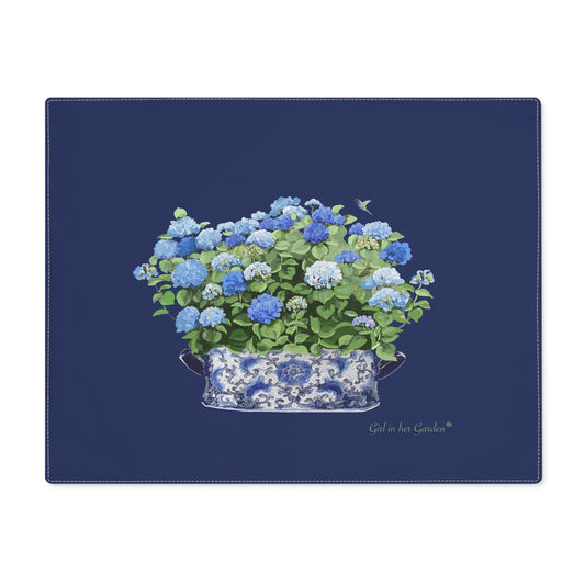Navy Hydrangea Placemat -Set of Two