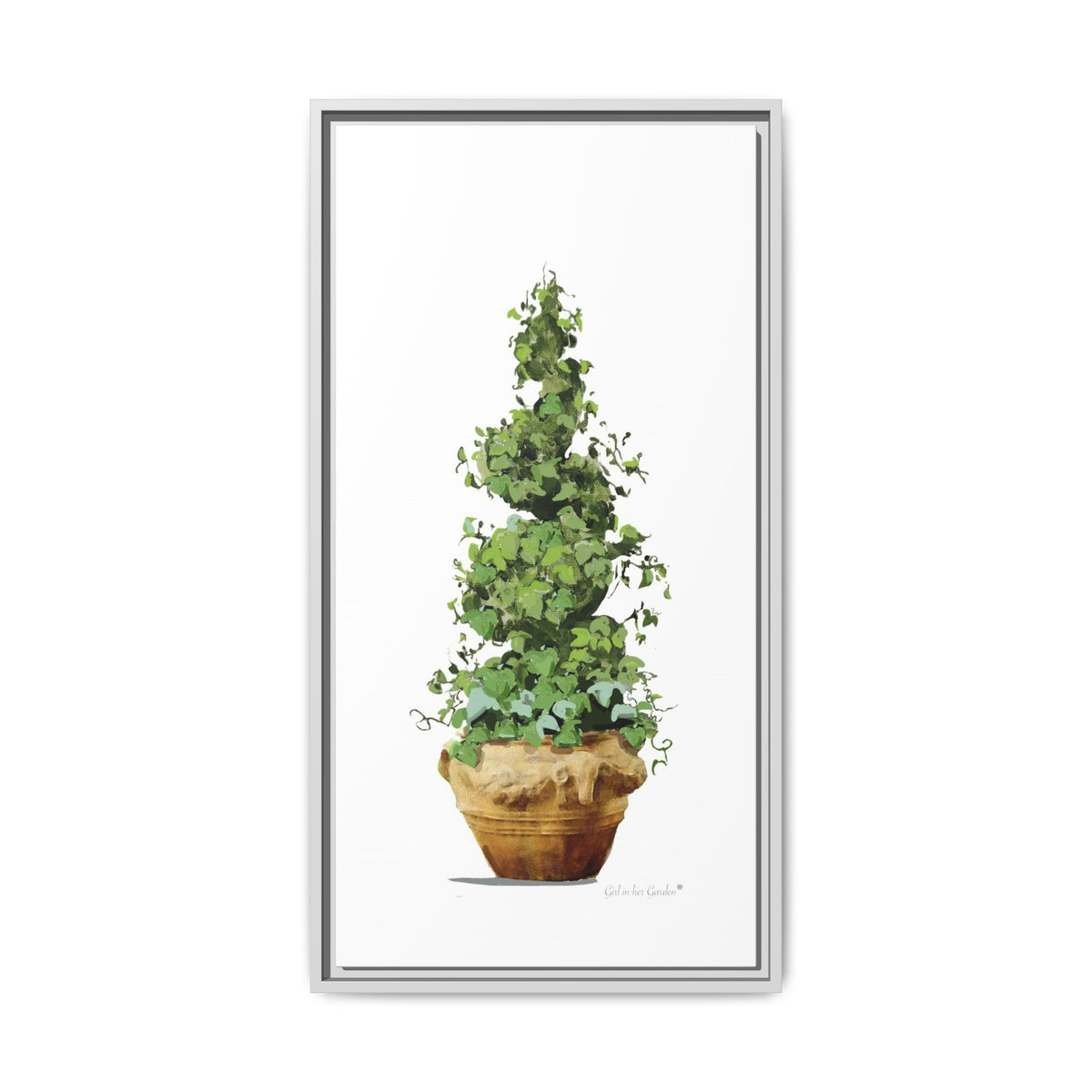Spiral Topiary Garden Planter Framed Canvas