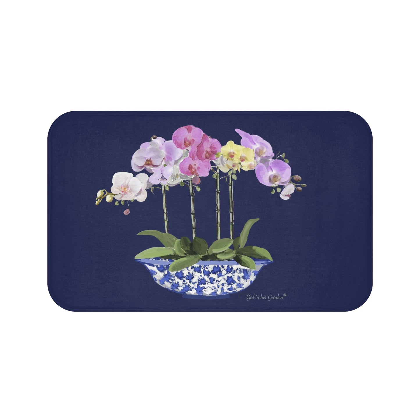 Kitchen, Bath Cushion Mat, Blue Orchid Planter