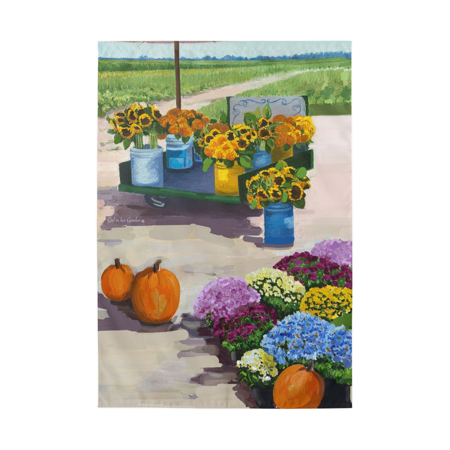 Painted Fall Farm House, Garden Flag