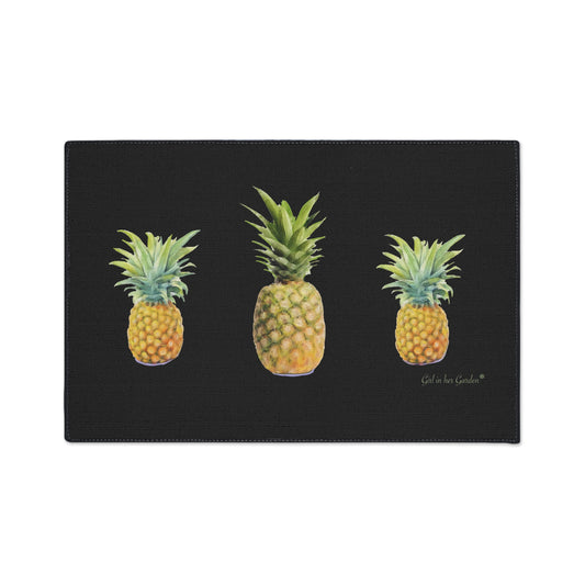 Heavy Duty Indoor Outdoor Rubber Floor Mat, Painted Pineapples