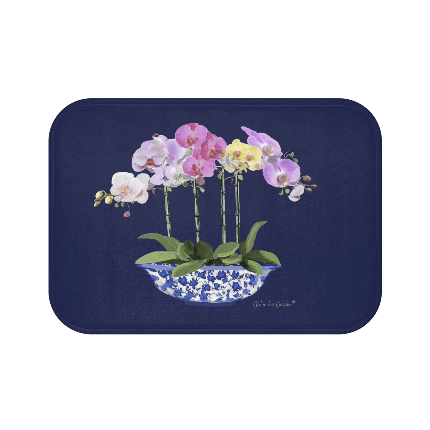 Kitchen, Bath Cushion Mat, Blue Orchid Planter