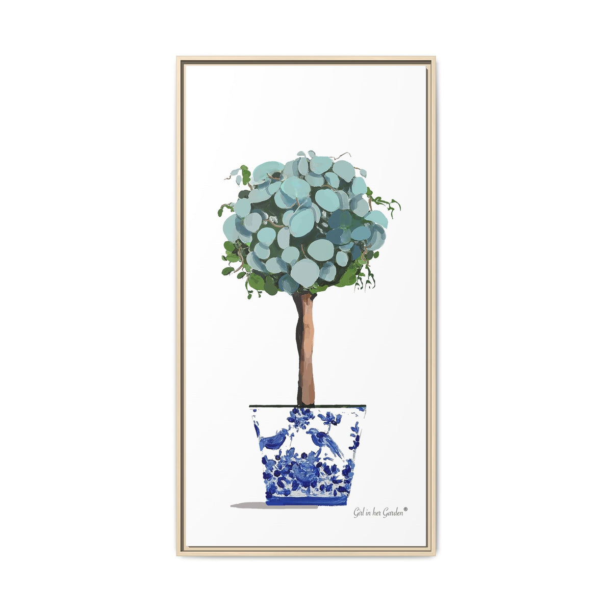 Blue Eucalyptus Topiary Framed Canvas