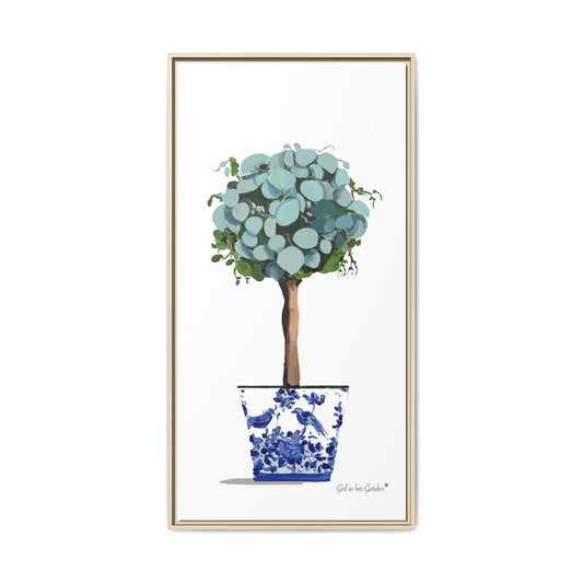 Blue Eucalyptus Topiary Framed Canvas
