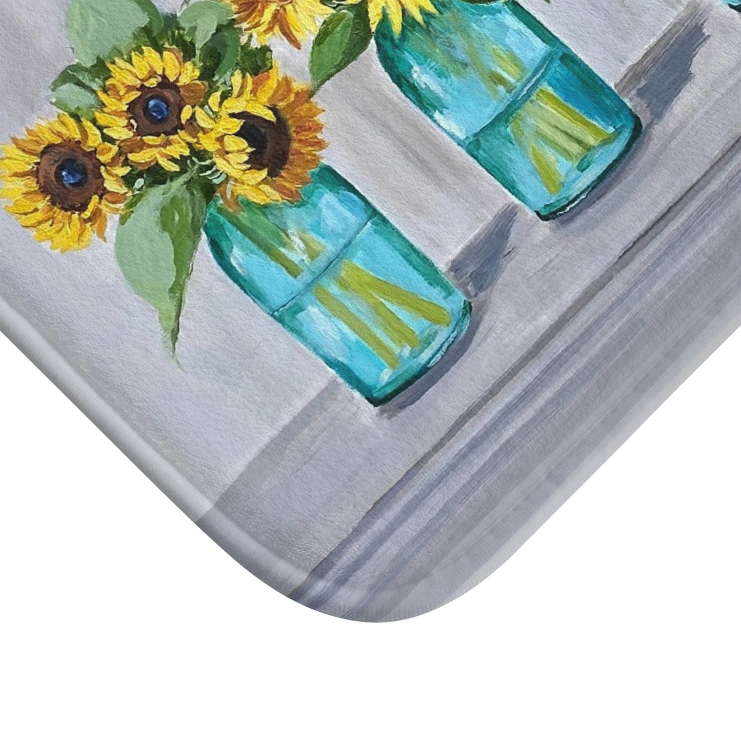 Kitchen, Bath Cushion Mat Sunflowers in Mason Jars