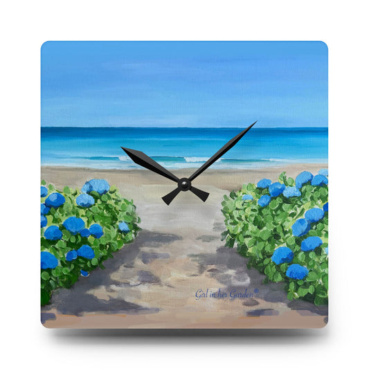 Hydrangeas by the Sea Wall Clock